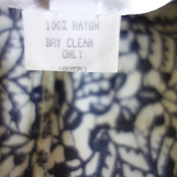 REX LESTER Sleeveless Navy Off-White Leaf Print Sleeve Button Front Maxi Dress – - Picture 7 of 8